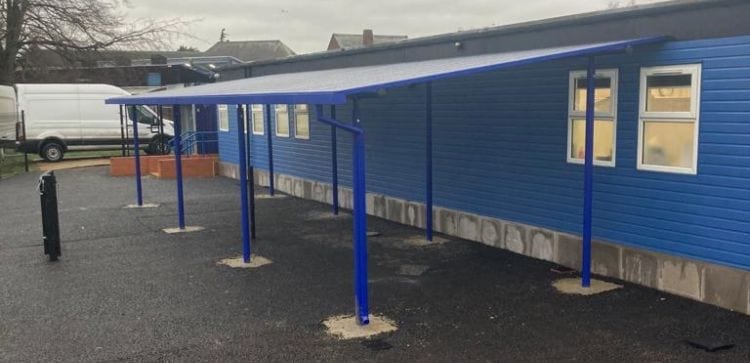 Straight roof shelter we designed for Suffolks School