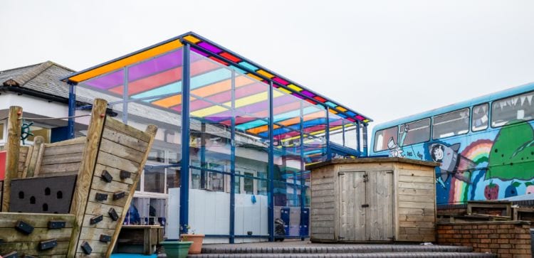 Bespoke canopy we designed for Old Church Primary School