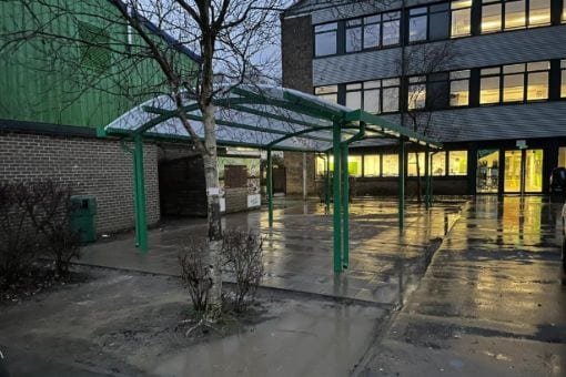 Curved roof shelter we designed for Oasis Academy Coulsdon