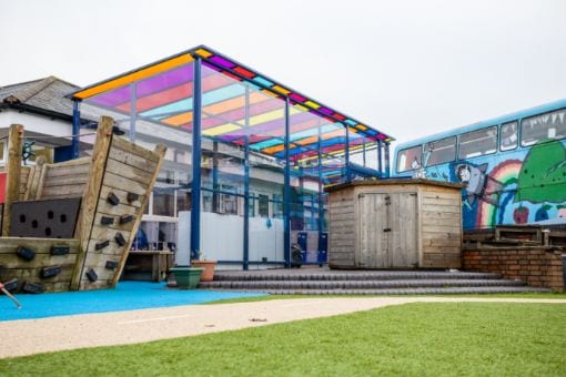 Enclosed shelter we designed for Old Church Primary School