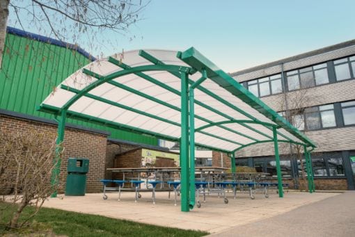 Outdoor dining canopy we designed for Oasis Academy Coulsdon