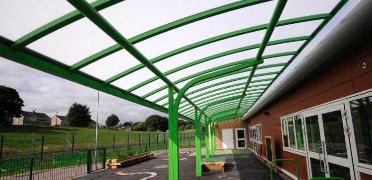 Playground cantilever canopy Ysgol Bro Alun