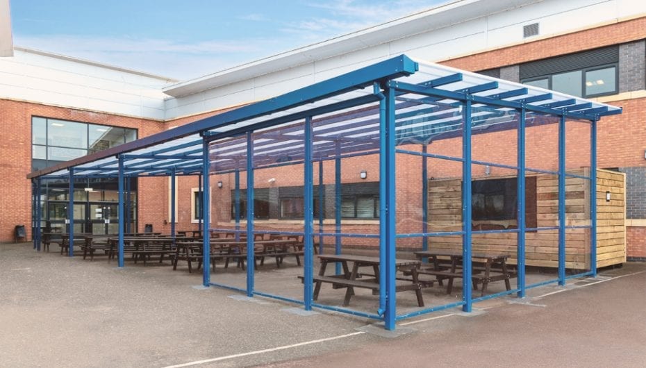 Straight roof canopy we designed for Avon Valley School