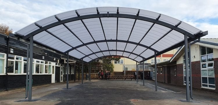 Dining area canopy we installed at The Pingle Academy