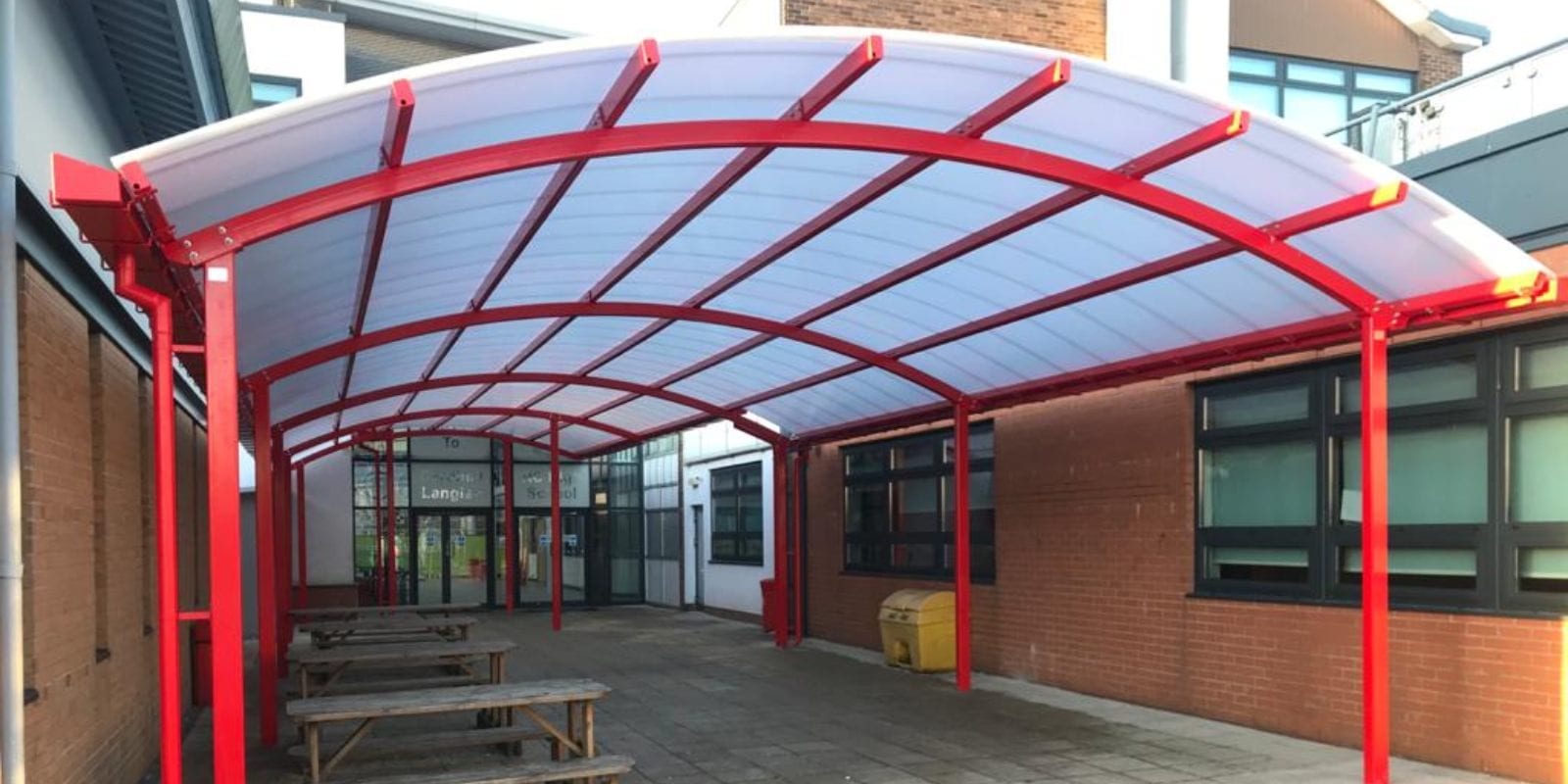Dining shelter we designed for Cardinal Langley RC High School