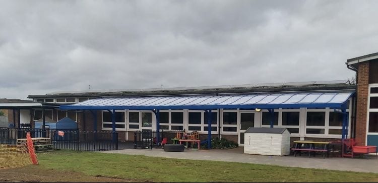 Playground canopy we designed for Larchfield Primary and Nursery School