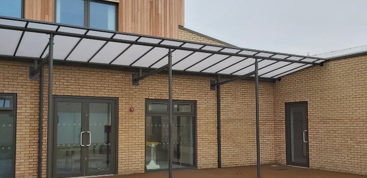 Straight roof shelter we installed at Centre of Excellence