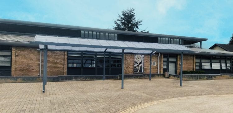 Curved roof shelter we designed for Treloar's School