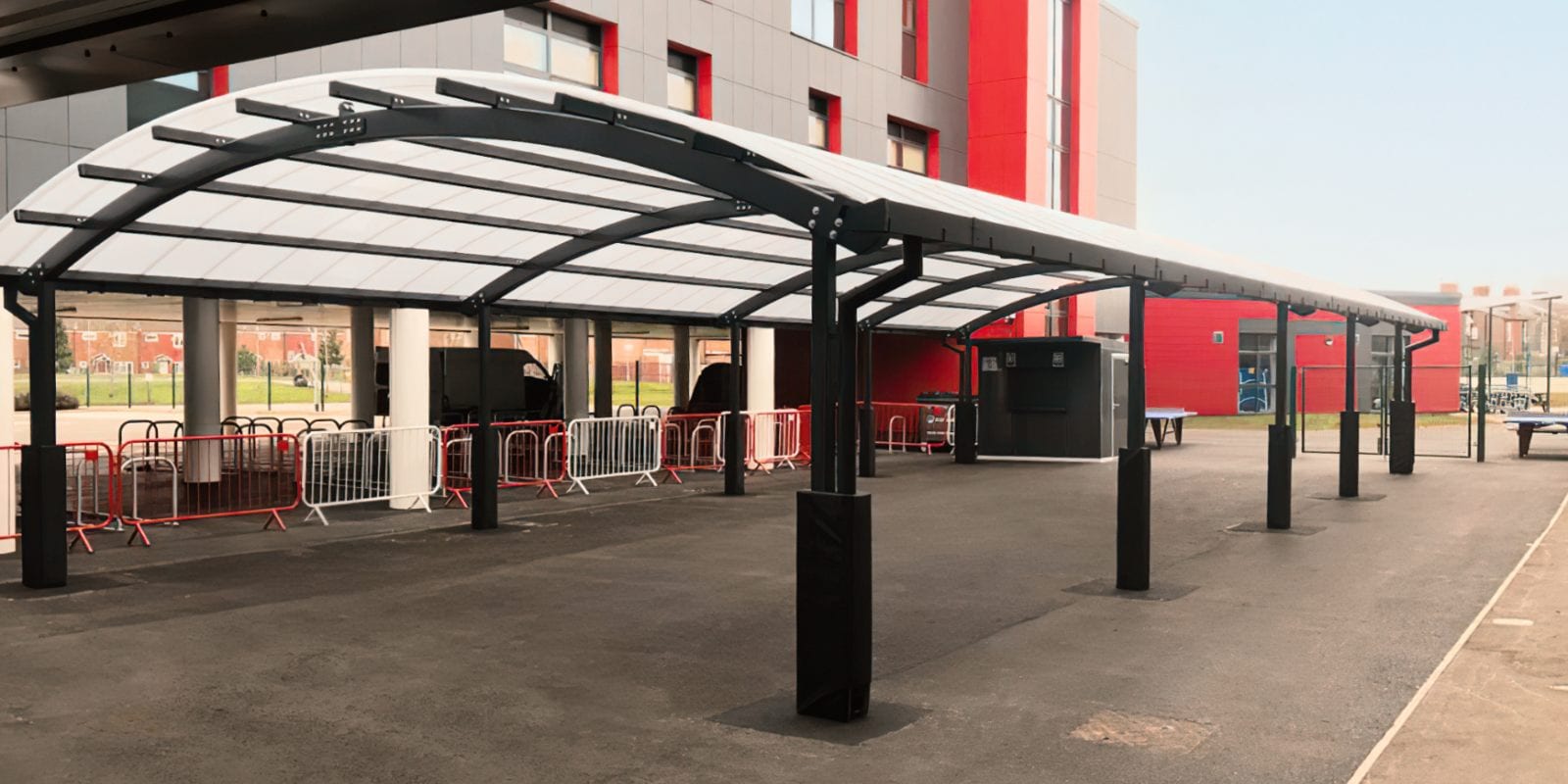 Dining canopy we designed for Dean Trust Ardwick
