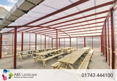Dining shelter we designed for Poltair School
