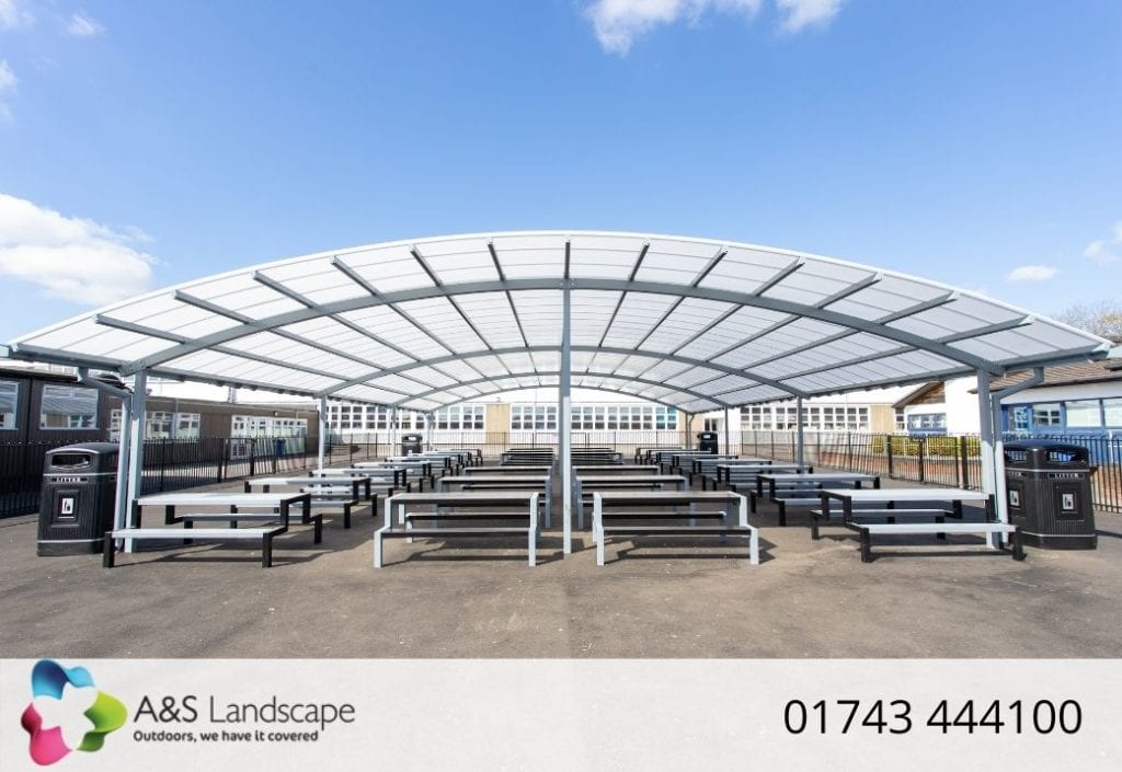 Grey canopy we built for John Taylor High School