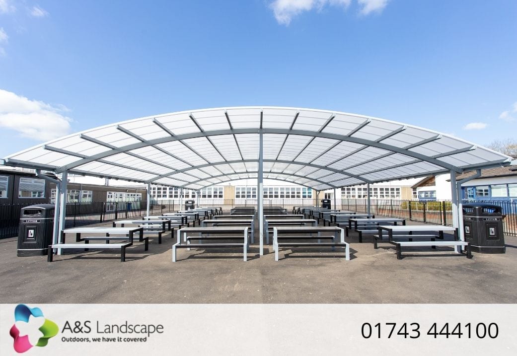 Grey canopy we built for John Taylor High School