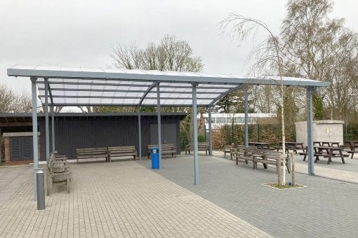 Curved roof canopy we fitted at Wye School