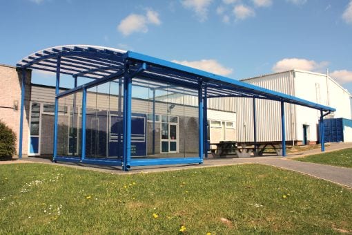 Shelter with sides we created for Great Torrington School