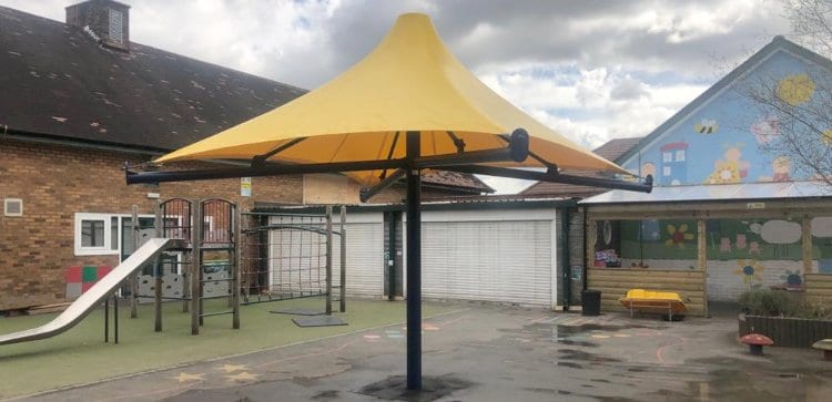 Umbrella canopy we made for Westmorland School