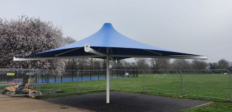 Fabric umbrella canopy at Dulverton Primary School