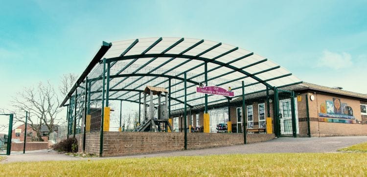 Freestanding shelter we made for Bickleigh Down Primary School