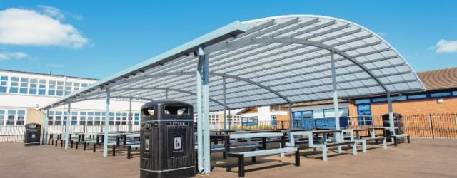 Outdoor canopy we fitted at John Taylor High School