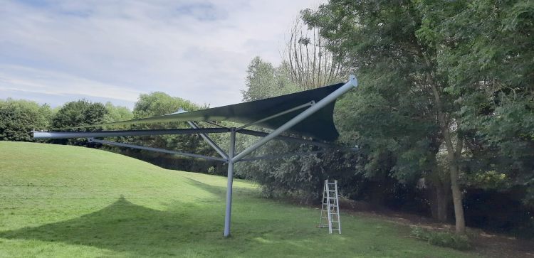 Fabric canopy we installed at Charles Warren School