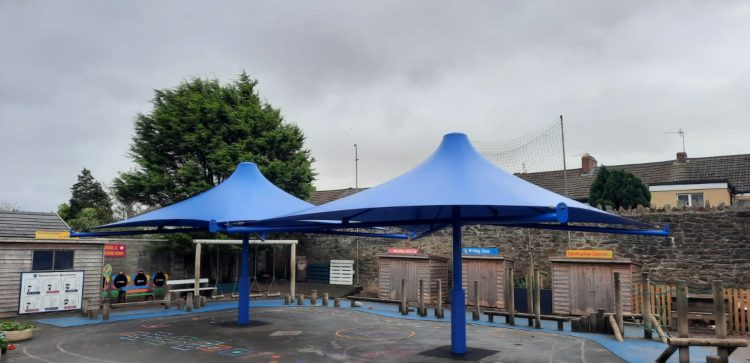 fabric umbrellas Christchurch primary school