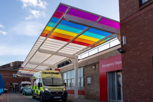 Colourful Roof Shelter at Queen's Hospital