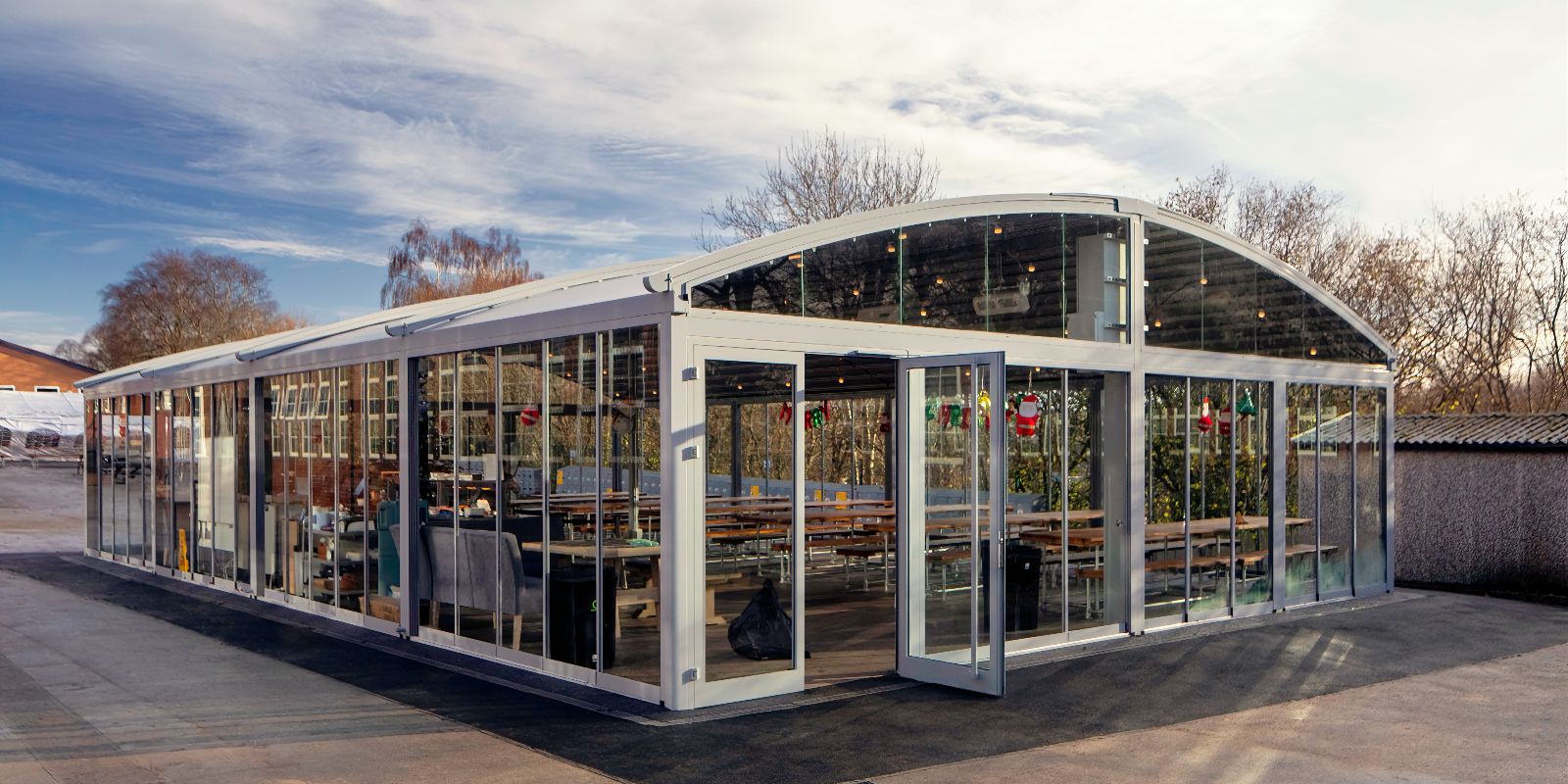 Outdoor Dining Canopy we made for Kingsmead School