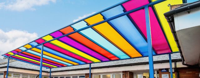 Colourful Roof Canopy at Old Church Primary School