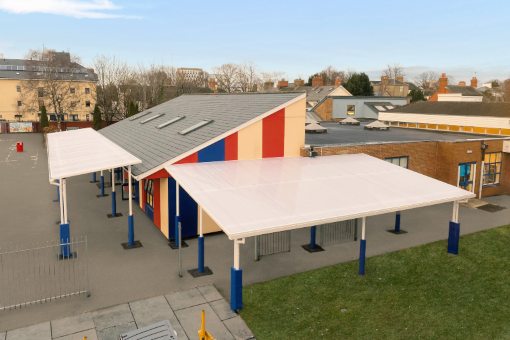 straight roof shelter st peters primary school
