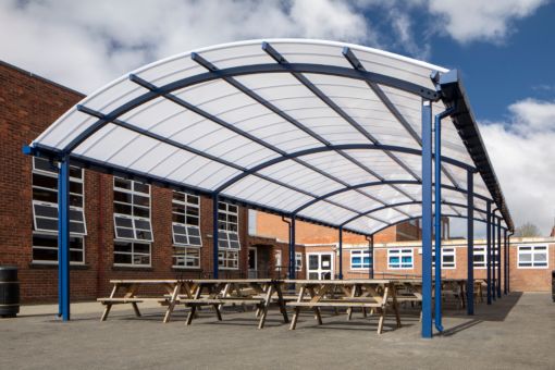elfed high school curved roof canopy