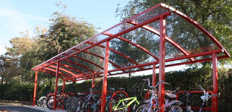 red school cycle shelter