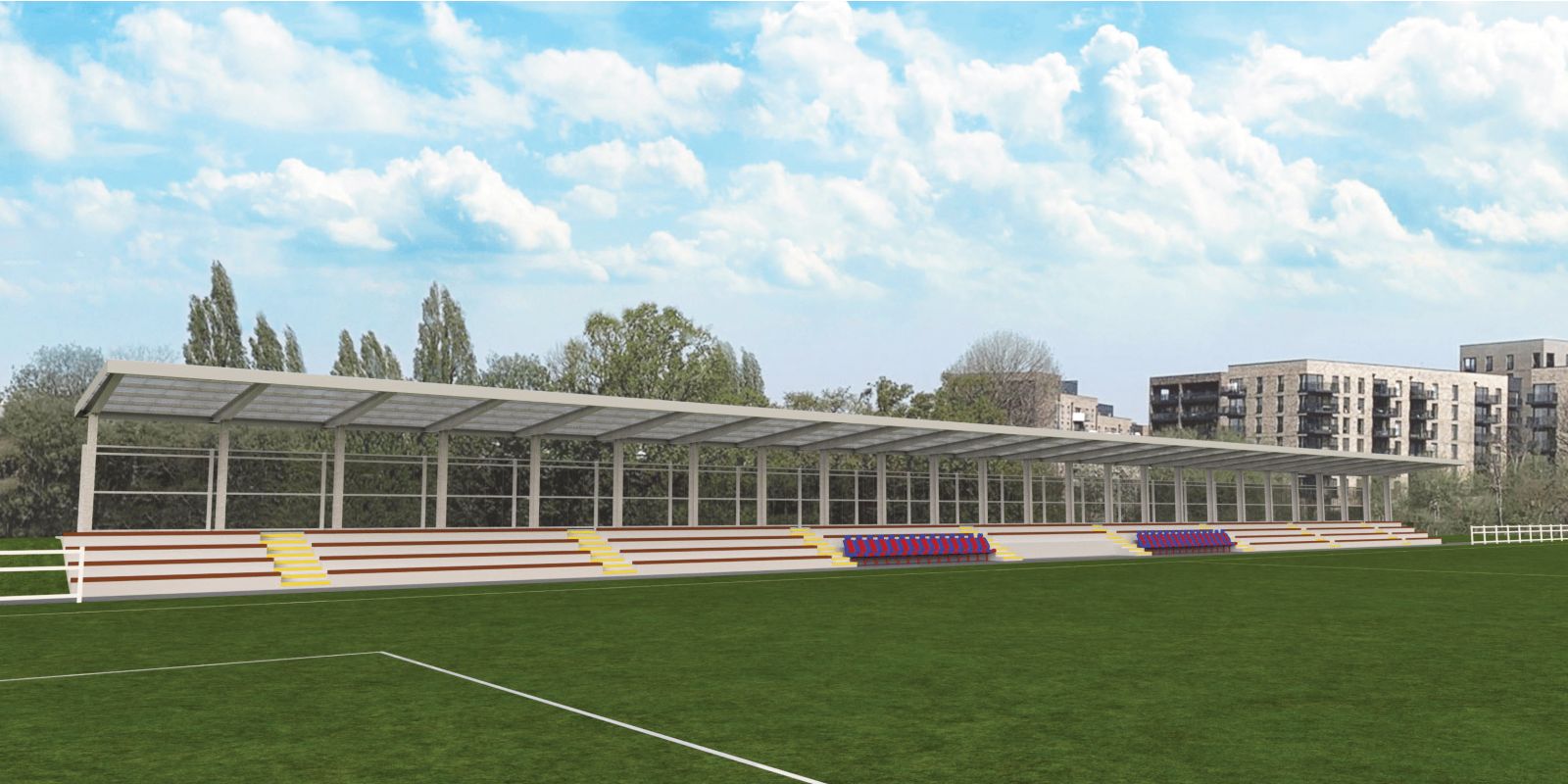 Spectator Canopy at an outdoor sports ground.