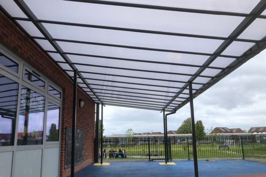 riverside school straight roof canopy