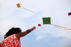child flying a kite child flying a kite for outdoor learning