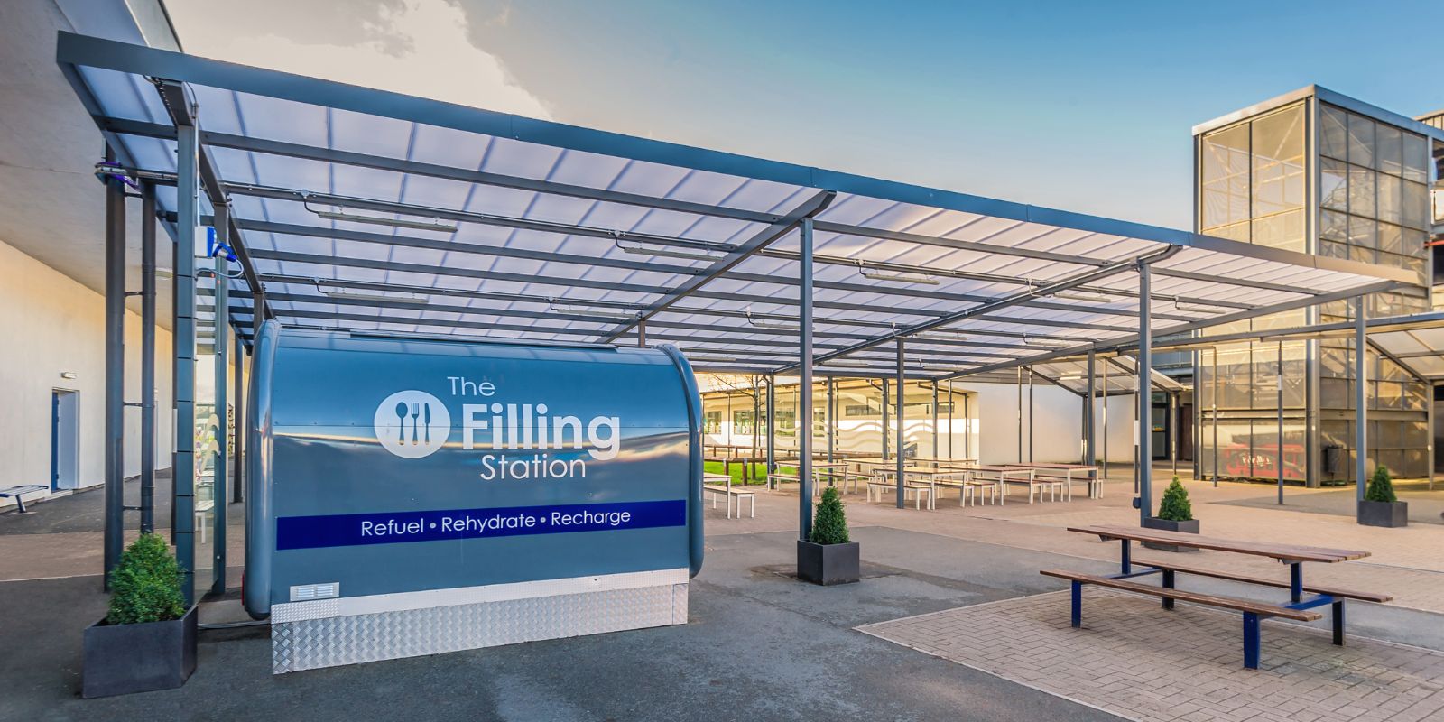 school seating area canopy